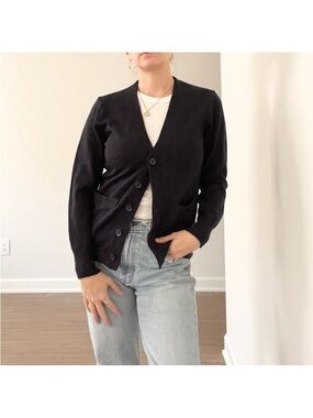 French Toast Navy V-Neck Button Cardigan Sweater